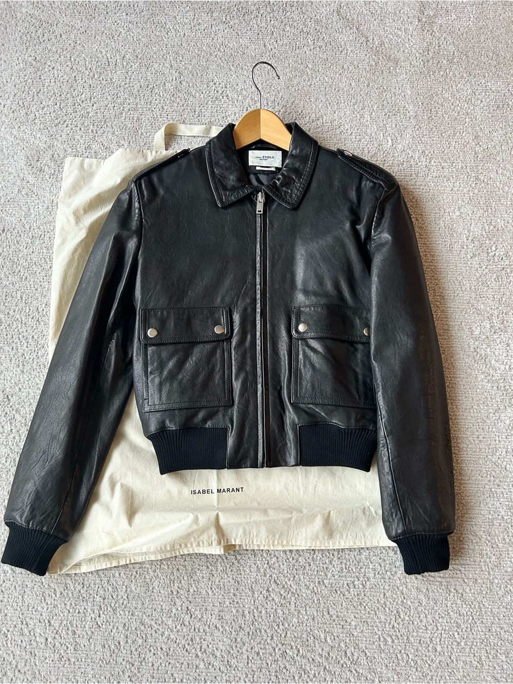 Isabel Marant Veste Cadell Black Leather Jacket SM 34